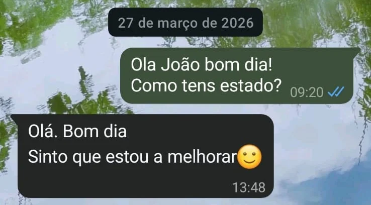 Paciente relata progresso e melhoria constante no seu estado de saúde